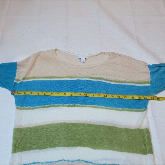 Charter Club Striped Linen Blend Top Size Large - Picture 7 of 10